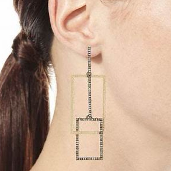 New without Tags ALEXIS BITTAR Encrusted Brutalist Link Earrings - Picture 3 of 6